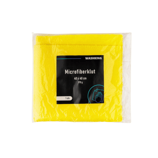 WashKing Mikrofiberklut 40 × 40, 370g Gul (1 stk) – Premium gul mikrofiber for polering og tørk